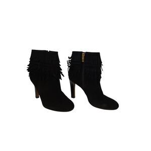 Isola Boots Womens 7 Layton Ankle Bootie Black Fringed Stiletto Heels Casual